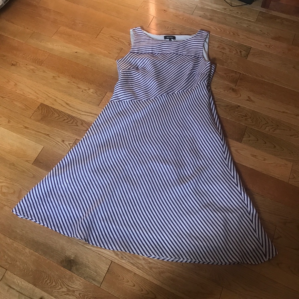 White and purple stripe dress